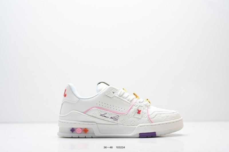 Louis Vuitton Trainer Blanco Rosa Morado