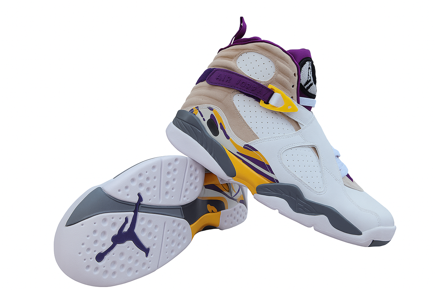 Air Jordan 8 Retro Lakers White Purple Yellow