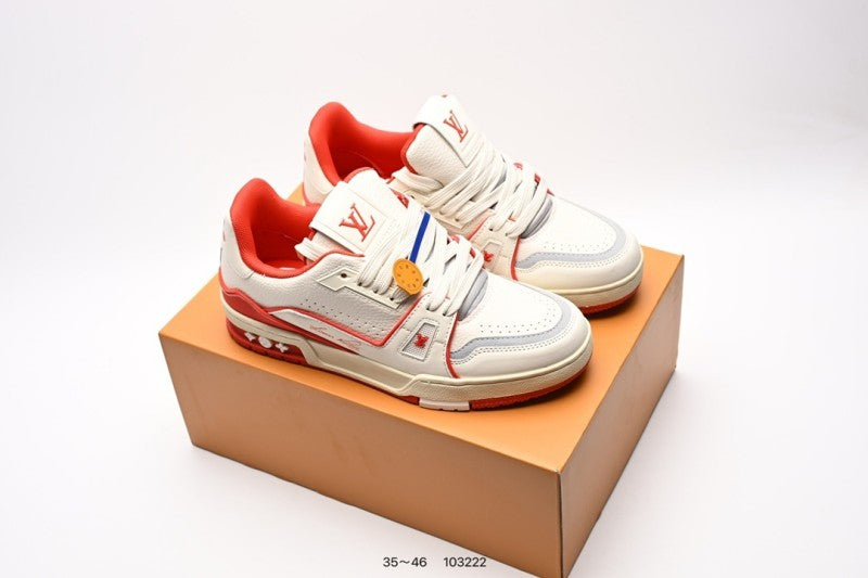 Louis Vuitton Trainer Crema Rojo