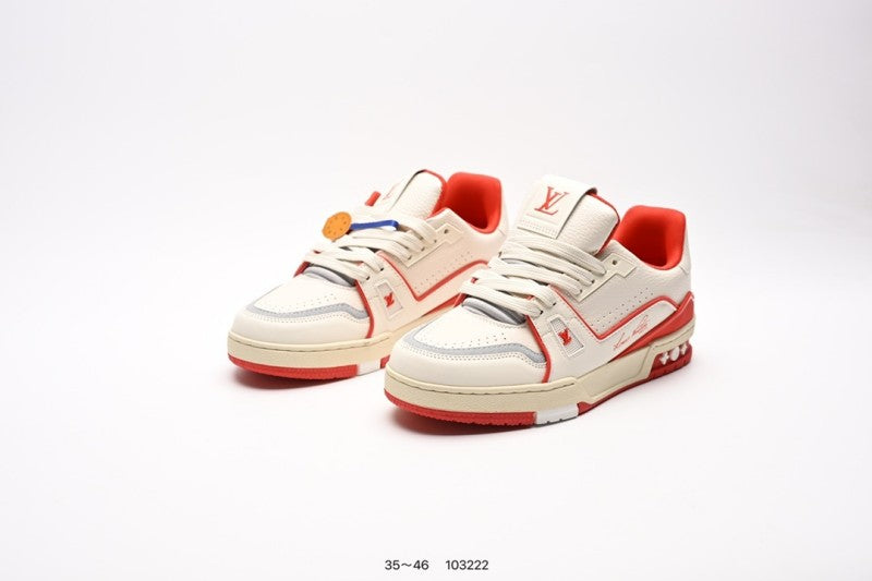 Louis Vuitton Trainer Crema Rojo