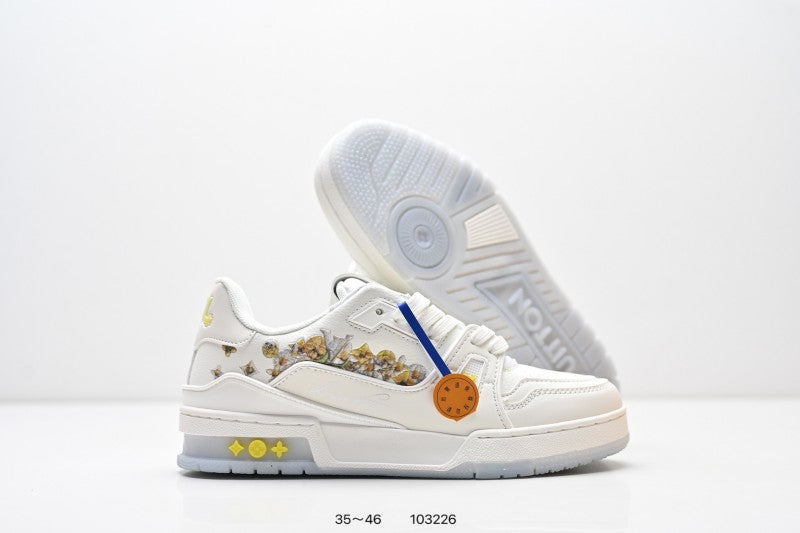 Louis Vuitton Trainer Blanco Flores Multicolor