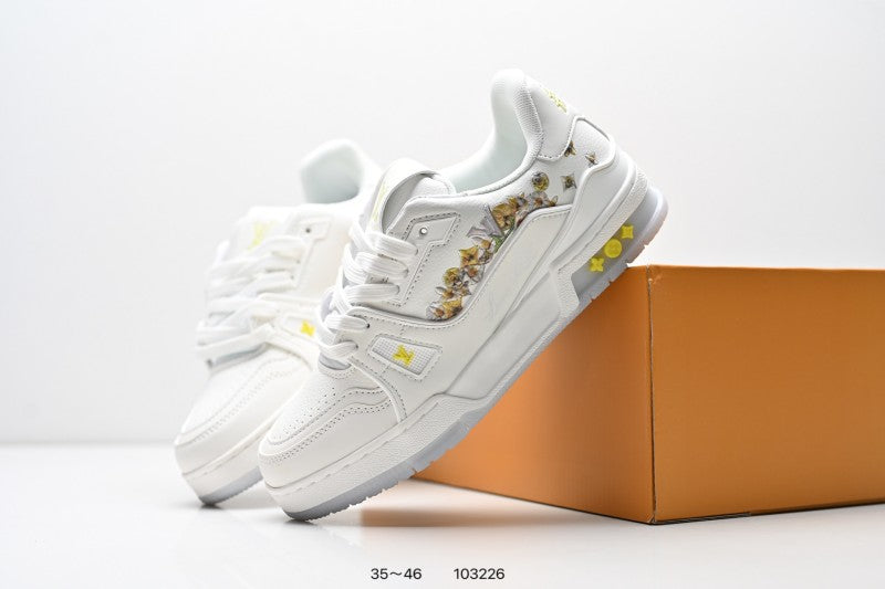 Louis Vuitton Trainer Blanco Flores Multicolor