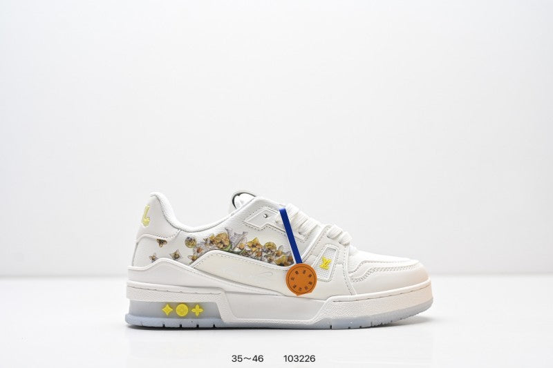 Louis Vuitton Trainer Blanco Flores Multicolor