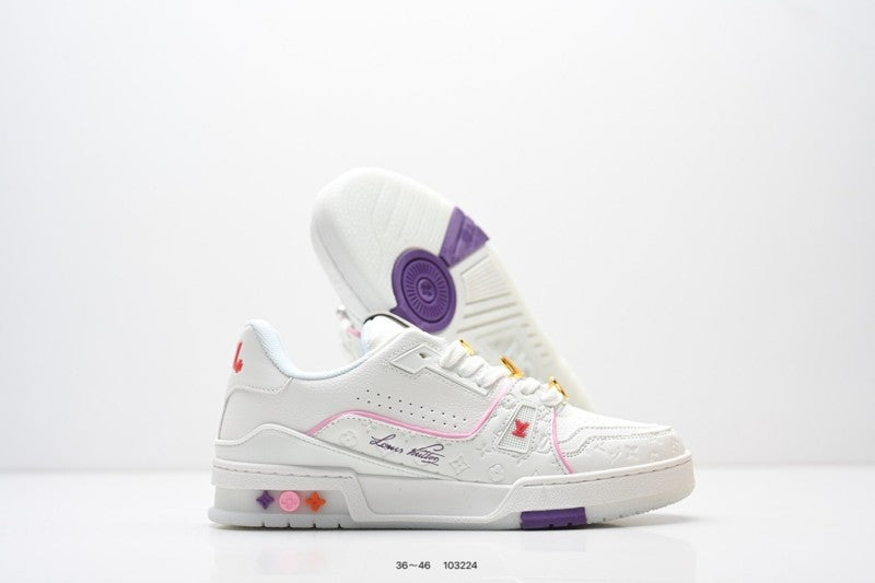 Louis Vuitton Trainer Blanco Rosa Morado