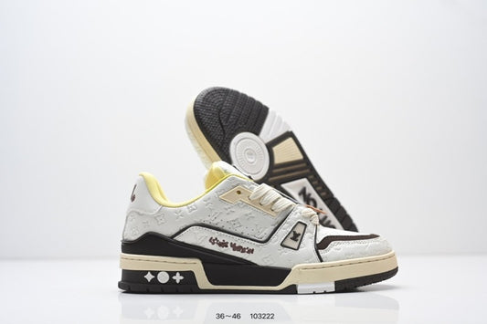 Louis Vuitton Trainer Blanco Negro Dorado