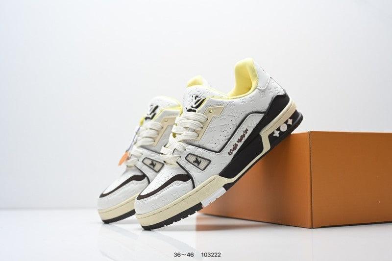 Louis Vuitton Trainer Blanco Negro Dorado