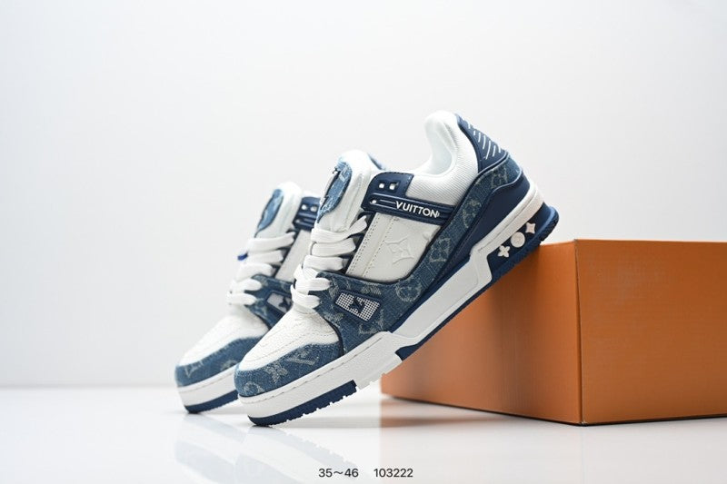 Louis Vuitton Trainer Denim Azul Blanco
