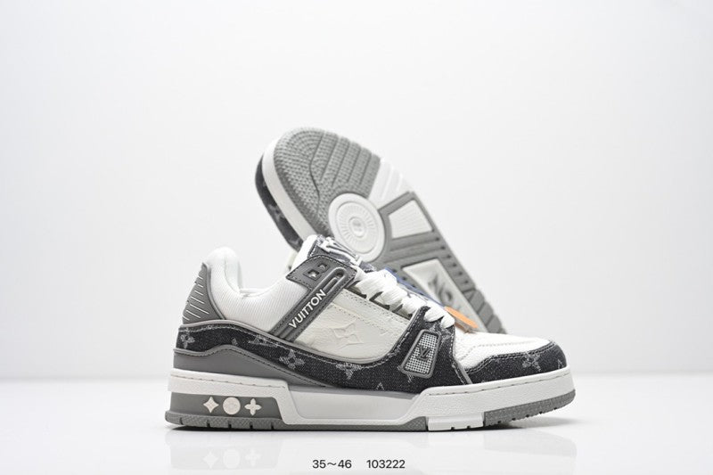 Louis Vuitton Trainer Gris Negro Blanco Monogram
