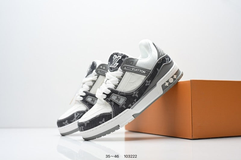 Louis Vuitton Trainer Gris Negro Blanco Monogram